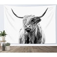thumbnail image 1 of Highland Cow Tapiz Colgante de pared Granja Animal gris Toro Retrato Tapices Decoración de pared Rústico Animal Tapiz de ganado para sala de estar Dormitorio Tee, 1 of 4