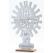 Elegant (12 inches) Chalice Wood with Stand Laser Cutout Wooden Baptism Centerpiece First Communion Quinceañera Children Kids Party Favors Home Decor Christening (Silver Glitter)