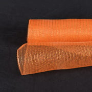Orange  - Deco Mesh Wrap Metallic Stripes -  ( 21 Inch x 10 Yards )