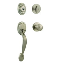 Kwikset Dakota Single Cylinder Handleset with Polo Knob featuring SmartKey in Satin Nickel - 96870-090