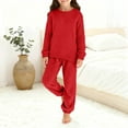 thumbnail image 5 of Fesfesfes Childrens 2 Piece Homewear Set Long Sleeve Top and Pants Soft Fuzzy Fleece Outfit Cozy Matching for Boys Girls Kids Casual Wear Fall Winter(Red,5-6 Years), 5 of 7