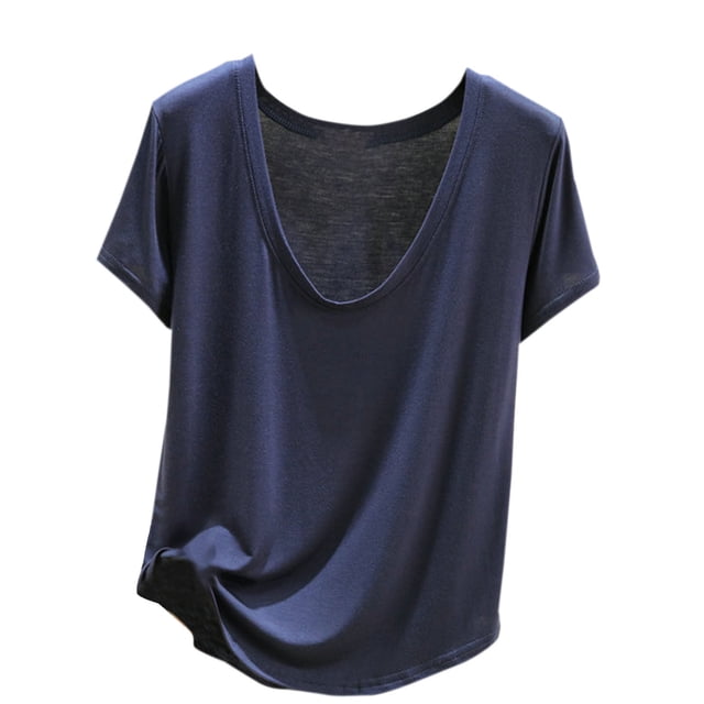 DPTALR Tops d'Été Décontractés Femmes Minces Manches Courtes Tops Femmes Solides Hauts Confortables pour les Femmes