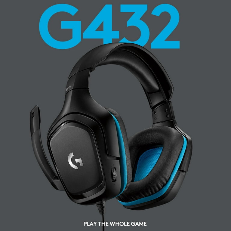 Logitech - G432 Wired Gaming Headset for PC - Black/Blue