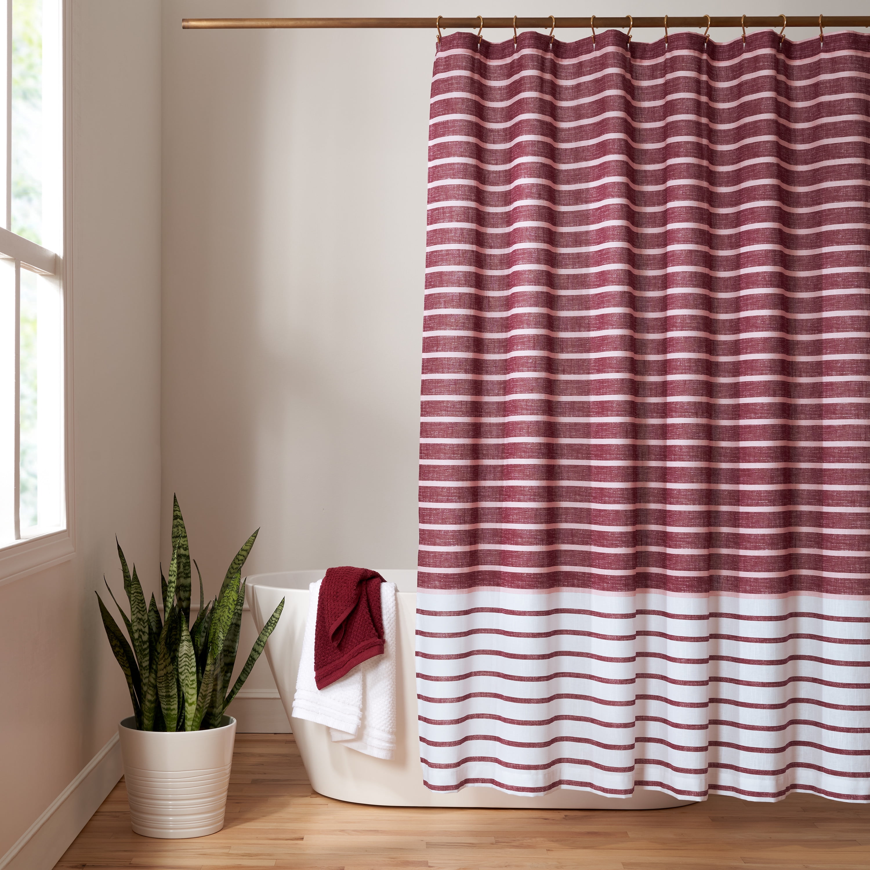Gap Home Easy Stripe Organic Cotton Shower Curtain berry 72'x72'
