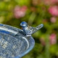 thumbnail image 5 of Zaer Ltd. Ornate Pedestal Style Birdbath with Cast Iron Birds on Rim (Blue), 5 of 7