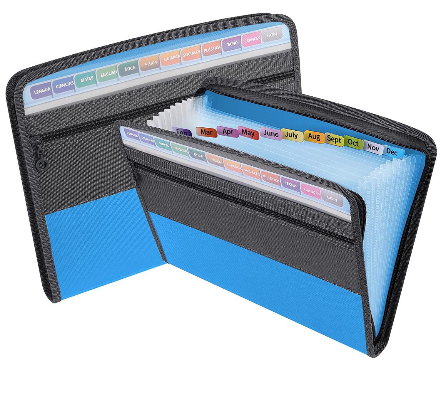 13 Pockets Accordion File Organizer with Zipper, A4 Expanding File Folder, Portable File Box