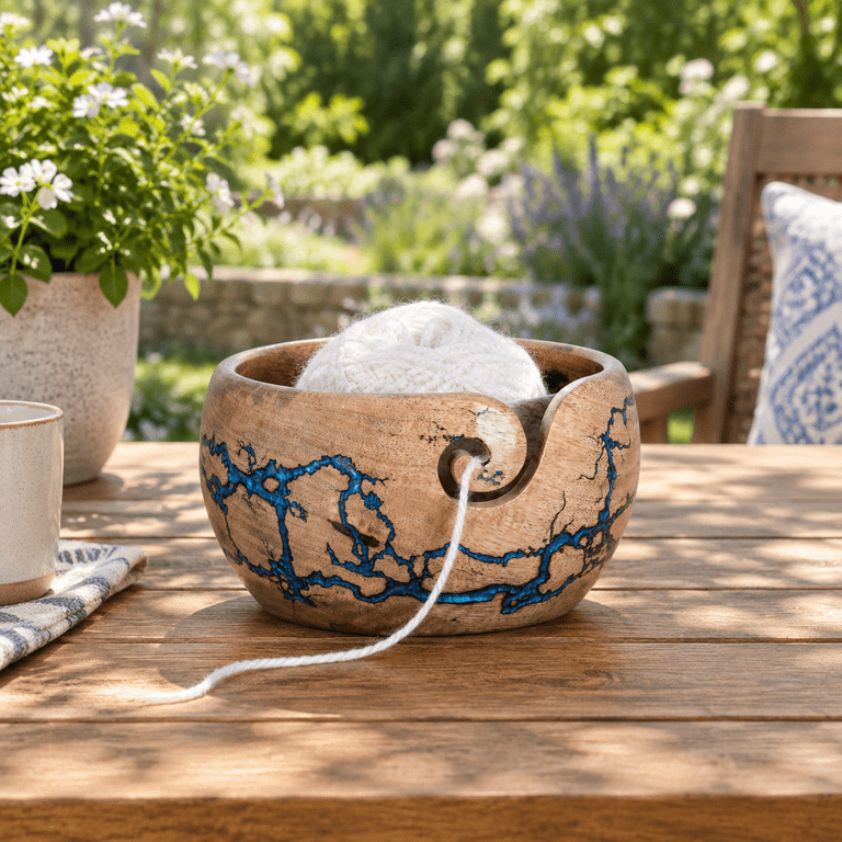 Large Wooden Yarn Bowl 7x4 Inches - Cute Wood Bowl/holder For Knitting ...