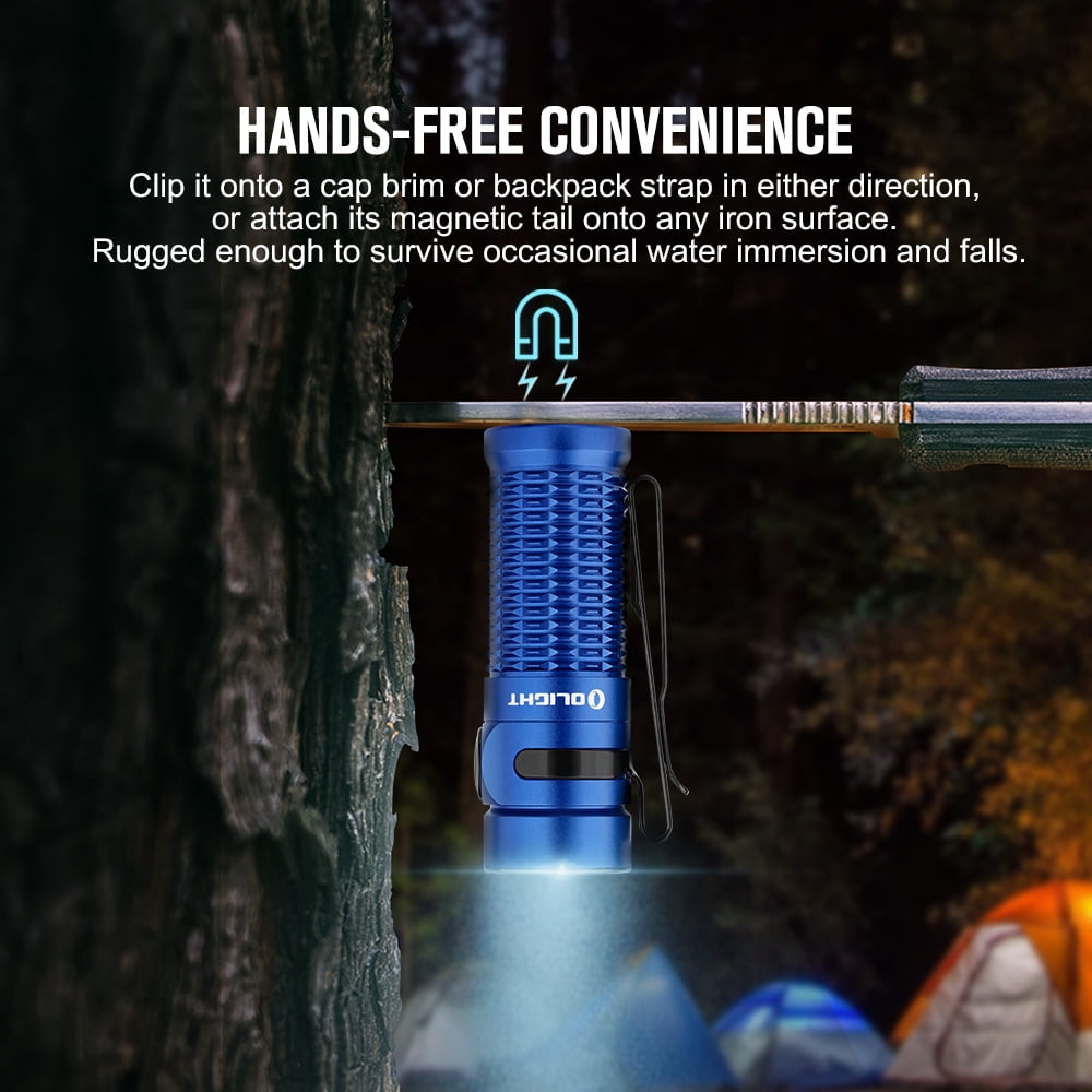 OLIGHT Baton 3 Premium Edition 1200 Lumens Compact LED Flashlight Powered by a Single Rechargeable Battery, with Charging Box (Blue)