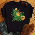 thumbnail image 1 of T-shirt Femme Imprimé Mode Fleur Papillon Manches Courtes Décontracté Haut Graphique, 1 of 7