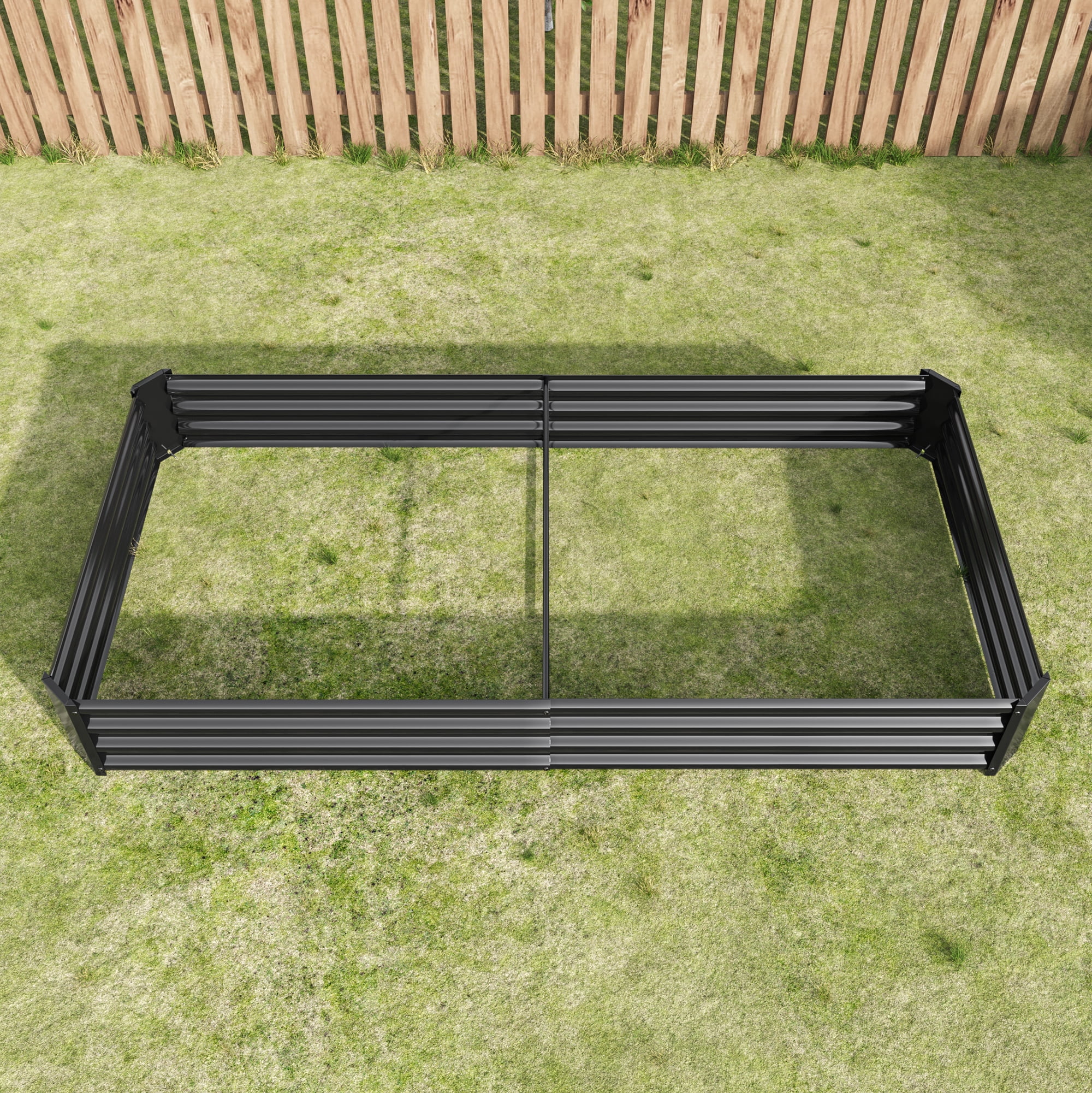 Set of 2 Black 8x4x1 Ft Metal Raised Garden Bed, Extra Large Rectangle Outdoor Planter Box for Vegetable Gardening, Heavy Duty Steel Raised Planter for Backyard Garden