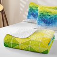 thumbnail image 4 of Castle Fairy Abstract Gradient Triangle Twin Quilt Set 2 Pieces,Ombre Geometric Grid Twin Coverlet Set,Yellow Teal Navy,1 Bedspread and 1 Pillowcase, 4 of 7