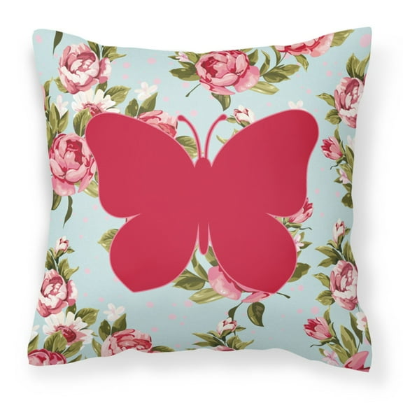 Carolines Treasures Butterfly Roses Polyester Fabric Square Decorative Outdoor Pillow