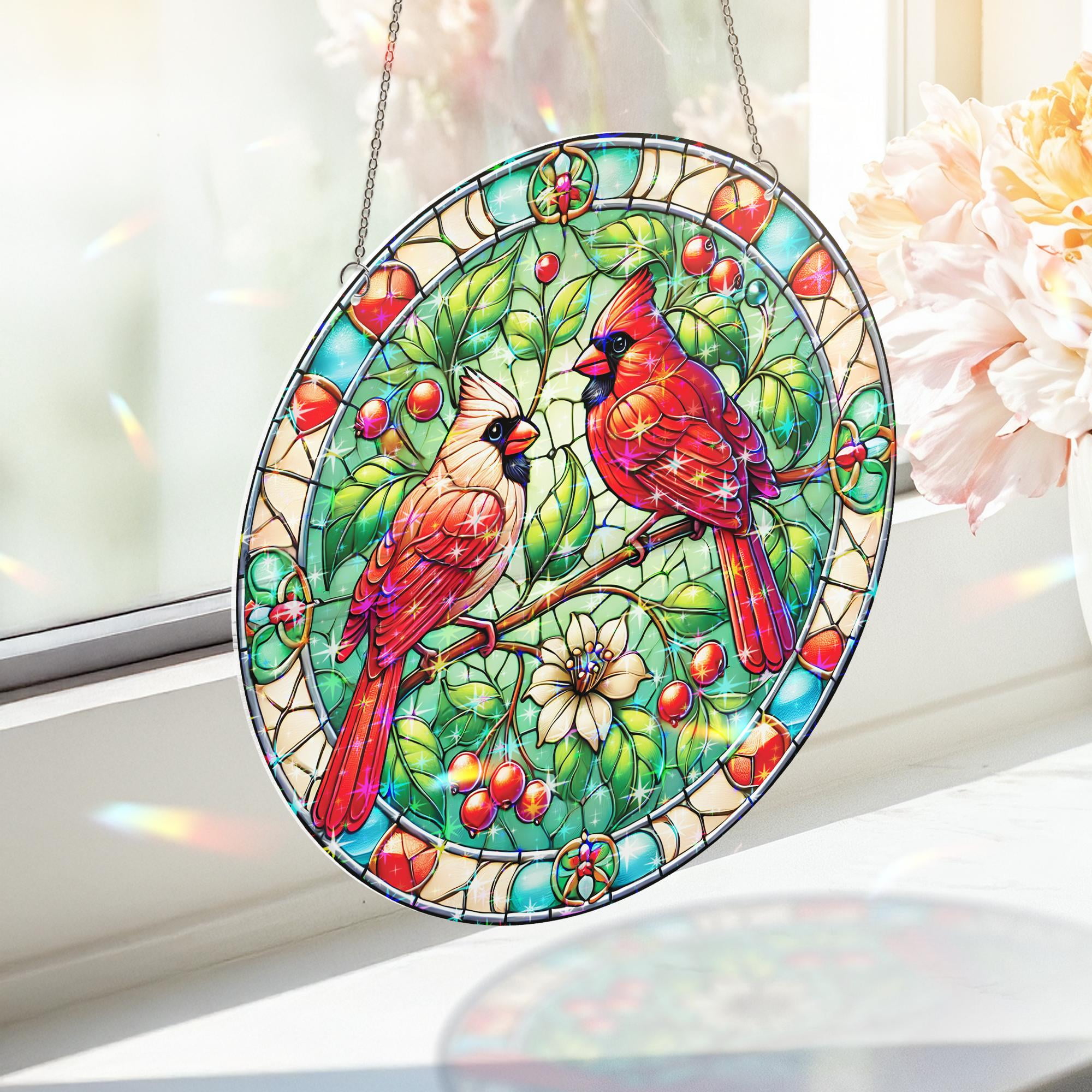 Lotusprinthandmade Cardinal Bird Custom Shape Star Hologram Ornament 8in, vibrant cardinal holographic ornament, cardinal hologram piece