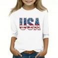 thumbnail image 2 of AUNVITO Kids 3/4 Sleeve & Round Neck T-shirts 4th of July Print Tops, 2 of 4
