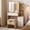 Light wood grain + white, variant on Rugerasy Vanity Dressing Table with 3 Color Adjustable Lights,Makeup Vanity Desk with Sliding Mirror, Girls Vanity Set with Stool,4 Compact Vanity Drawers,Power Outlet,Black