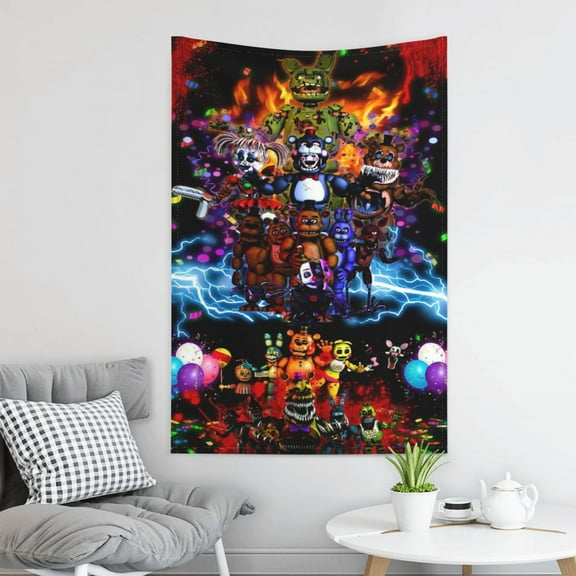 Tapestry Five Nights At Freddy'S Wall Art Hanging Decor Tapestries For Living Room Bedroom Dorm Sofa, Halloween, Christmas Decorations 60x40 Inch