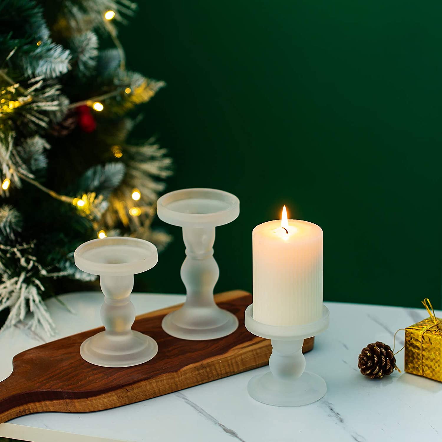 Lot De 3 Bougeoirs En Verre Transparent Bougeoir Cylindrique Bougeoir