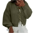 thumbnail image 2 of Women's Solid Round Neck Long Sleeve Cardigan Sweater Coat Warm Thickened Loose Fit Casual Fashion Outerwear for Fall and Winter | CSEONE,Army Green XL, 2 of 9