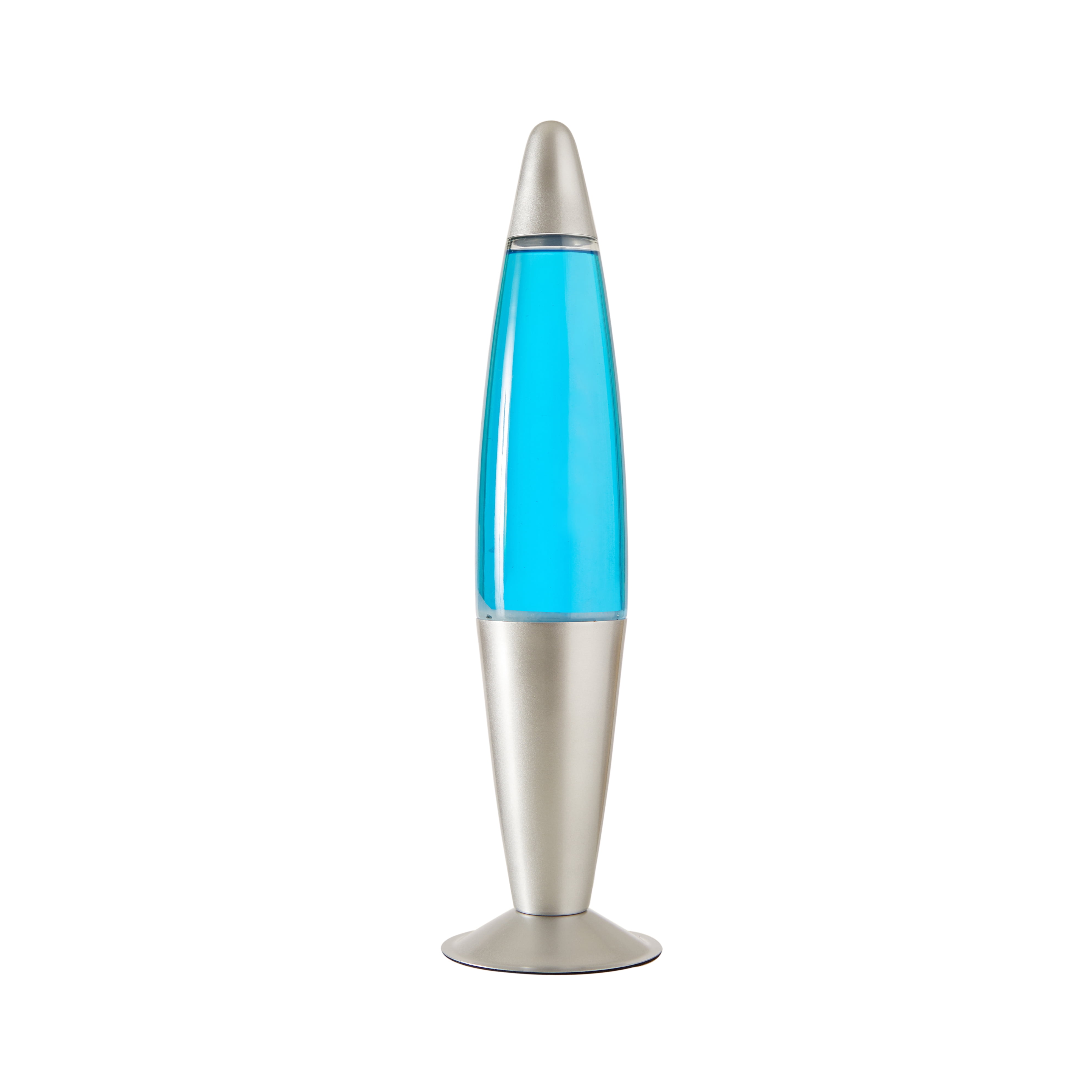Urban Shop 16" Blue Motion Volcano Lamp, White Wax in Blue Liquid, Silver Metal Base
