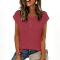 thumbnail image 7 of UAMVSH Women's Short Sleeve Tops Casual Summer Basic Tee Shirts Soft Crewneck Loose Fit Henley T-Shirt Spring Outfits, 7 of 7