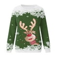 thumbnail image 4 of Fiaer Crew Neck Sweatshirts Women Christmas Deer Snowflake Graphic Tees Funny Xmas Plus Size Baggy Trendy Long Sleeve Tops Green XL, 4 of 4
