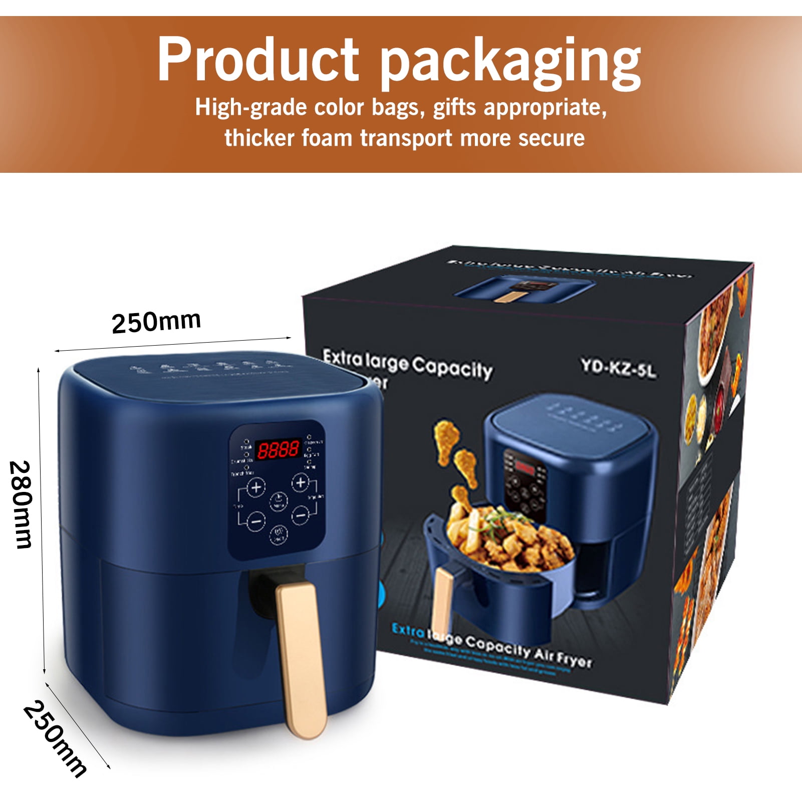 7.2 Quart 2400W Air Fryer Oven 360℃ Circulating Heating Air Frier Cookers, Air Fryer, Bake, Press, Grill