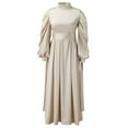 thumbnail image 6 of Plus Size Dresses Arab Solid Sleeve Womens Dress Abaya Casual Kaftan Maxi Dress Beige L, 6 of 6