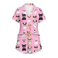 thumbnail image 3 of Xdegoge Cute Printed Pajama Set for Women Short Sleeve Button Up Sleepwear Ruffle Shorts Comfy Nightwear Lounge Outfit, 3 of 7