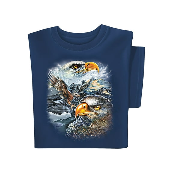 Hot Leathers GMS1239 Men’s ‘Majestic Eagle’ Navy Blue T-Shirt 2X-Large
