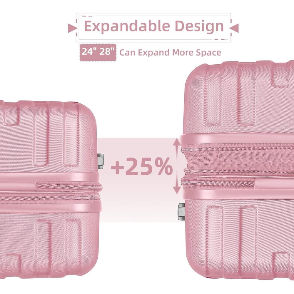 Holaki Luggage Sets 6 Piece with Duffel Bags, Hardside Expandable Suitcases with Spinner Wheels & TSA Lock(18/20/24/28), Pink