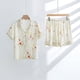 thumbnail image 3 of Pijama elegante con estampado de satén ligero y cómodo para mujer, ropa de casa, conjunto de pantalones cortos de manga corta, 3 of 6