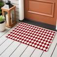 thumbnail image 4 of Red Plaid Entryway Rug 2'x3'&nbsp; Non Slip Front Door Mats, Modern Minimalist Geometric Gingham Checkered Entrance Rugs Indoor Outdoor Carpet, Washable Floor Mats Small Area Rug for Bedroom Kitchen, 4 of 8