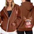 thumbnail image 1 of WILLBEST Sudadera de Mujer Ladies' Christmas Printed Zipper Long Sleeved Pocket Drawstring Casual Hooded Sweatshirt 2098 Grande, 1 of 8