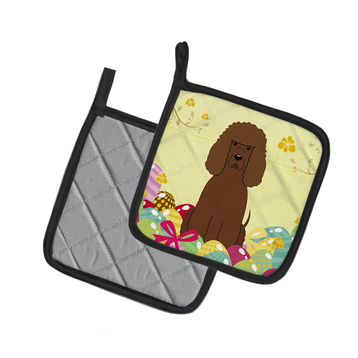 Caroline's Treasures Easter Irish Water Spaniel Pair of Pot Holders