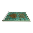 thumbnail image 2 of Ahgly Company Machine Washable Indoor Rectangle Persian Turquoise Blue Traditional Area Rugs, 2' x 5', 2 of 4