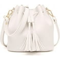 thumbnail image 1 of LHSHID Womens Mini Bucket Bag Leather Drawstring Handbag Tassel Shoulder Purse Retro Crossbody Wallet with Adjustable Straps, 1 of 7