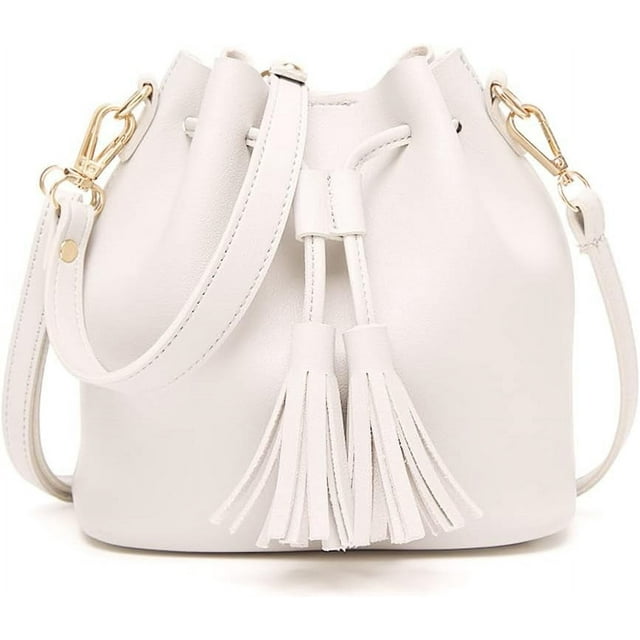 LHSHID Sac Seau Mini pour Femmes en Cuir, Sac à Main à Cordon, Sac à Bandoulière à Pampilles, Portefeuille Rétro à Bandoulière avec Sangles Ajustables