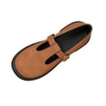 thumbnail image 2 of Miluxas Womens Mary Jane Flats Closed Round Toe Pumps Buckle T Strap Loafers Shoes Comfortable Casual Dressy Party office Classic Dress Shoes Brown 9(42), 2 of 6