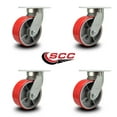 thumbnail image 2 of 8 Inch Extra Heavy Duty Red Poly on Cast Iron Wheel Swivel Caster Set of 4, 2 of 2