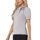 thumbnail image 4 of INSPIRAR CHIC Blusas de Verano para Mujeres de Color Sólido con Lazo en el Cuello y Mangas Cortas para Usar en el Trabajo Gris 2XL, 4 of 6