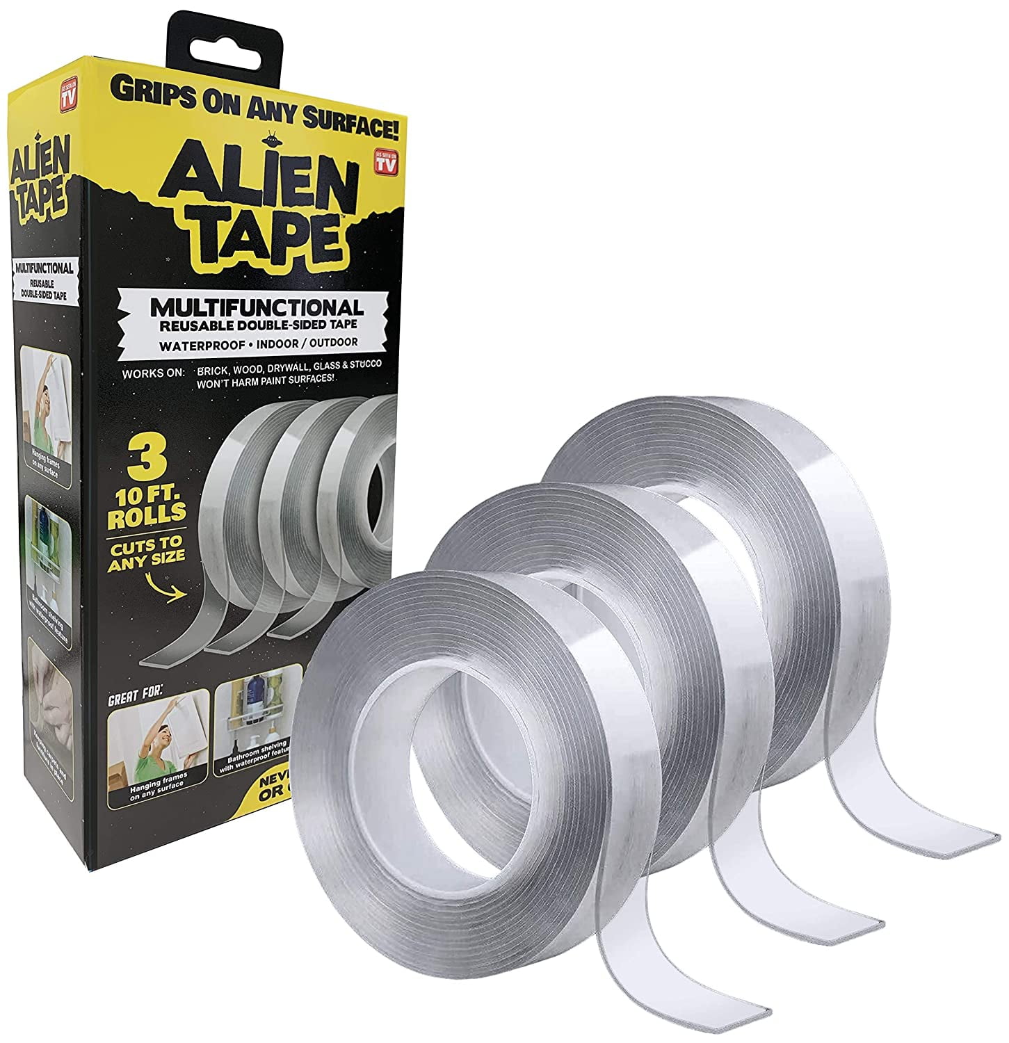 Alien Tape Multipurpose Removable Adhesive Transparent Grip Mounting Tape As Seen On Tv 3 Rolls Walmart Com Walmart Com Alien Tape Multipurpose Removable Adhesive Transparent Grip Mounting Tape As Seen On Tv 3 Rolls Walmart Com Walmart Com