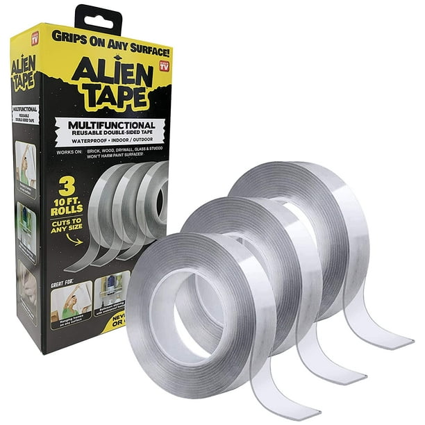 Alien Tape Multipurpose Removable Adhesive Transparent Grip Mounting Tape As Seen On Tv 3 Rolls Walmart Com Walmart Com