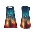 thumbnail image 7 of Naloa Celestial Stag Cosmic Glow Print Women's Summer Spring Casual Beach Sundress,Vacation Sleeveless Tank Crewneck Loose Dresses, 7 of 7
