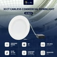 thumbnail image 2 of 10 Inch Commercial Canless LED Downlight, Wattage Adjustable 22/29/37.5W,0-10V Dimmable Recessed Ceiling Ligth Fixture, 3 Color Temperatures 3000k-5000K, 120-277V IC Rated-1 Pack, 2 of 7