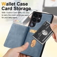 thumbnail image 4 of Allytechgroup for Samsung Galaxy S25 Ultra Case with Credit Card Holder/Kickstand/RFID Blocking Premium PU Leather Magnetic Wallet Cover Soft TPU Bumper Shockproof Stand Protective Phone Case, Blue, 4 of 15