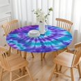 thumbnail image 3 of Purple Blue Tie Dye Spiral Pattern Round Fitted Tablecloth with Elastic Edge,Dining Table Cover Waterproof,Outdoor Round Tablecloth for Camping,Dining,Indoor and Outdoor, 3 of 7