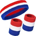thumbnail image 2 of 3 Pieces Sweatbands Set, Includes Sports Headband And Wrist Sweatbands Striped Sweat Band For Athletic Men And Women, 2 of 6