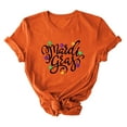 thumbnail image 4 of Aloohaidyvio Mardi Gras Shirts,Womens Mardi Gras Mask Glitter Print Round Neck Short Sleeve Loose Tops,Mardi Gras Clothing Women, 4 of 5