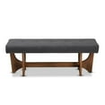 thumbnail image 2 of Bowery Hill Dark Gray Fabric Upholstered Brown Finished Bench, 2 of 8