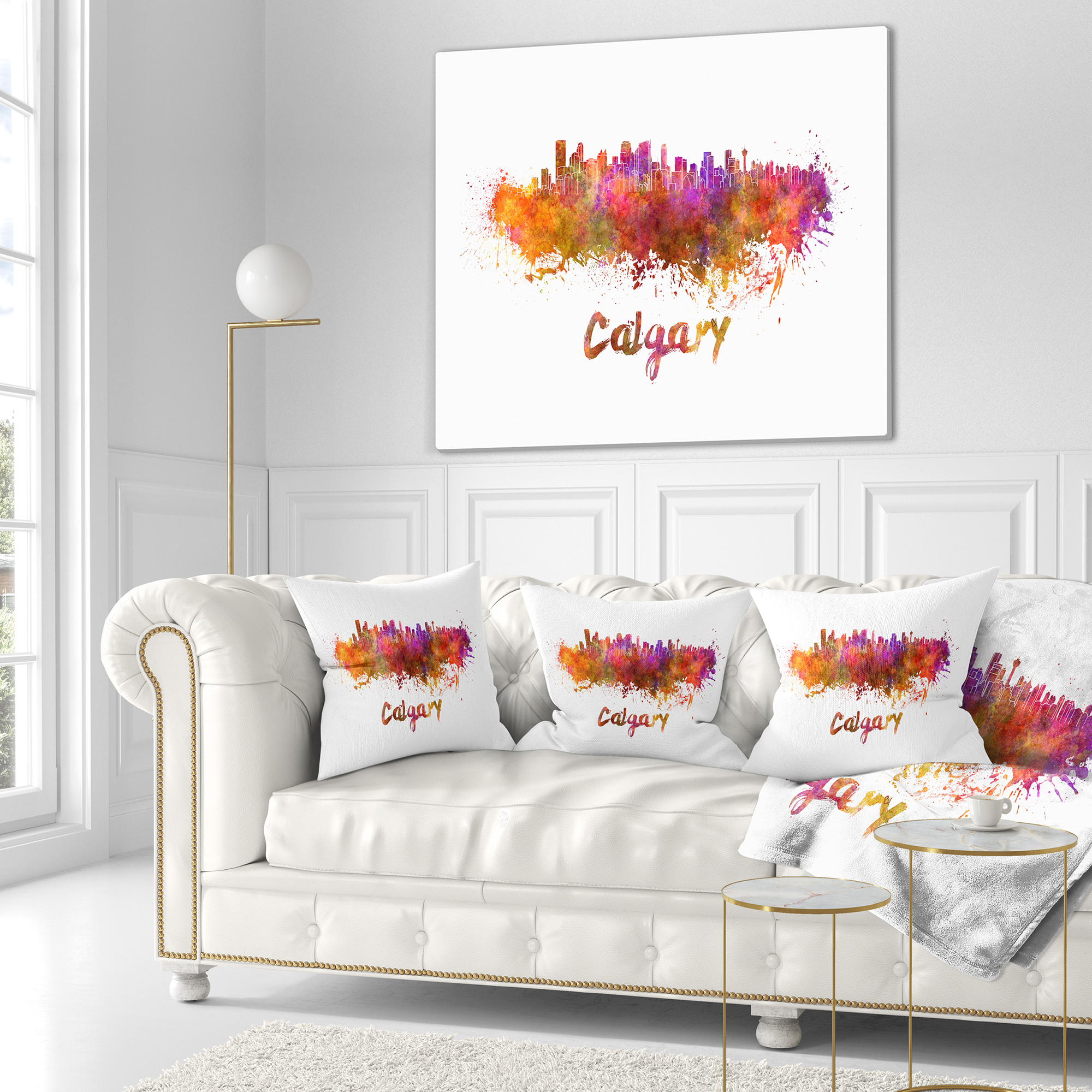 Designart Calgary Skyline - Cityscape Throw Pillow - 18x18